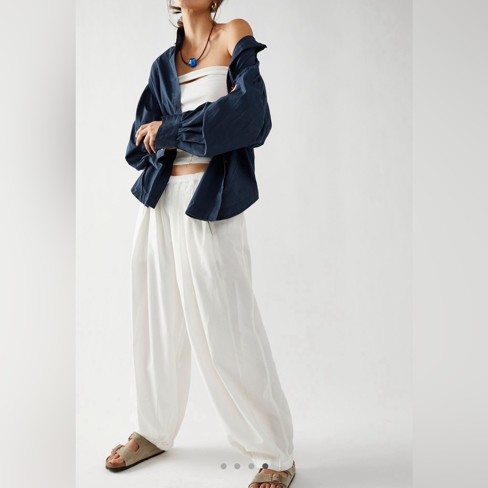 Free People Cream Wide Leg Pants